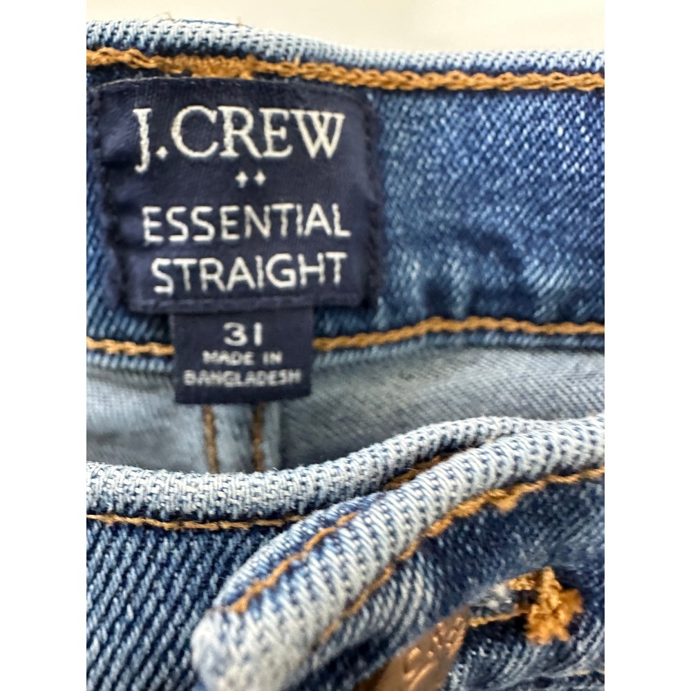 J.Crew 2024 Essential Straight All Day Stretch Jeans Raw Hem Blue Denim Size 31 - Picture 5 of 11